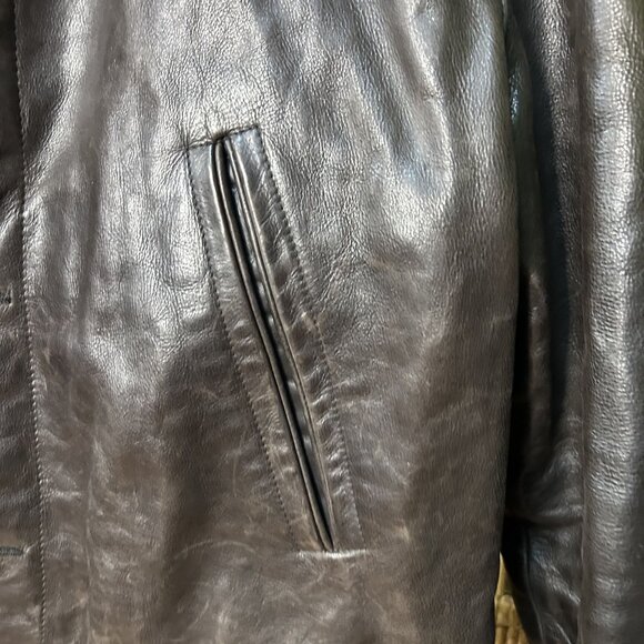 Banana Republic Men’s Brown Genuine Leather Coat Jacket Size Large - Picture 4 of 11